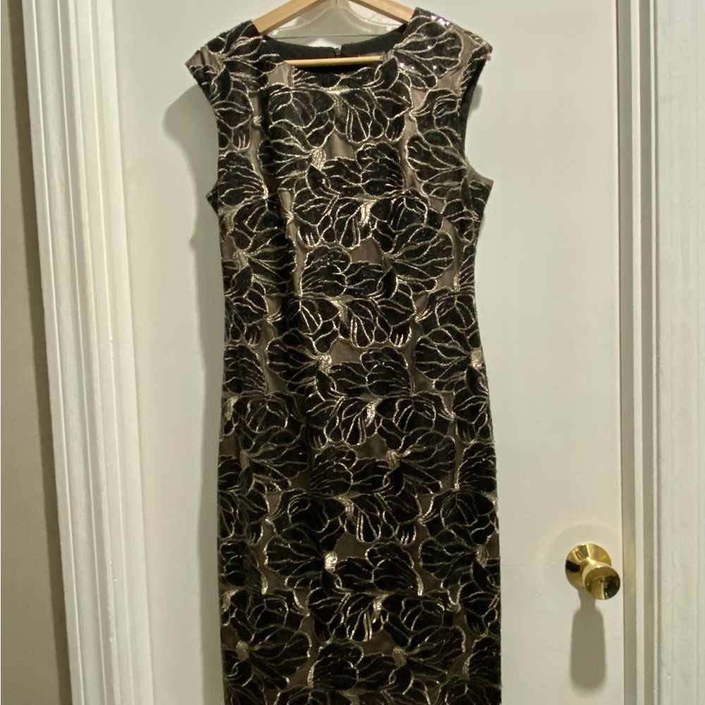 Vince Camuto Mesh Sequined Sheath Wedding Event Whimsigoth Grunge Knee D…
